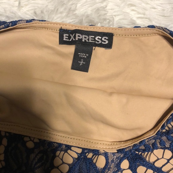 Express Navy blue and cream colored lace shirt! - Picture 2 of 3